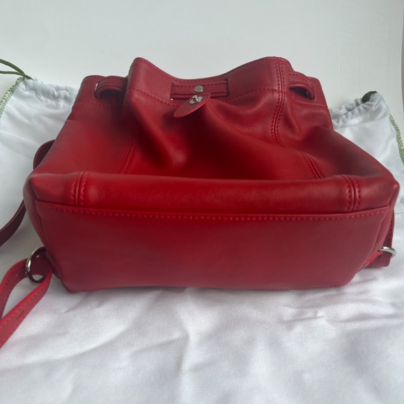 Longchamp Le Pliage Cuir Mini XS Leather Casual Logo Red Backpack - Picture 11 of 12